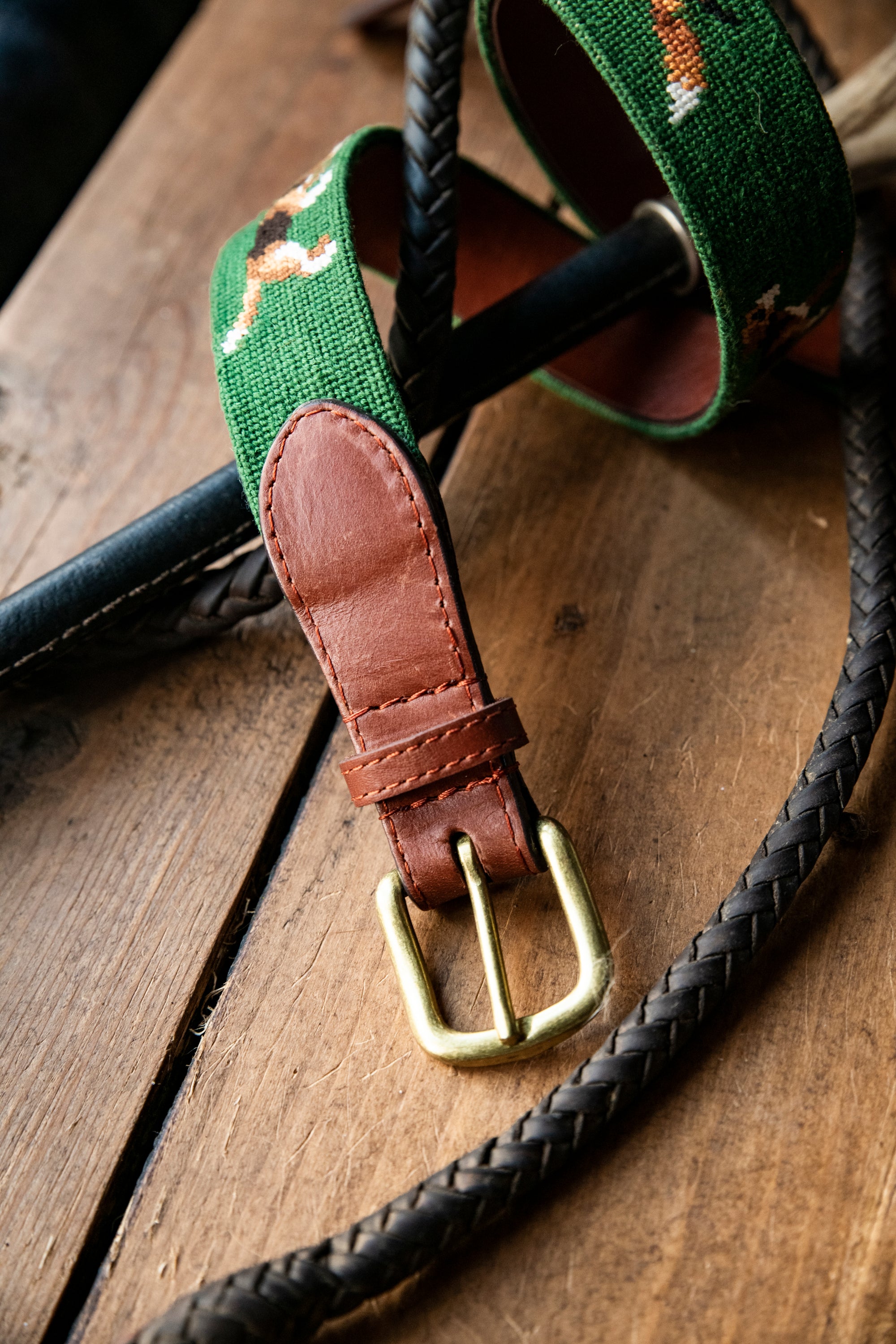 Smathers &amp; Branson Fox and Hound Needlepoint Belt - Seen in The Field Magazine.