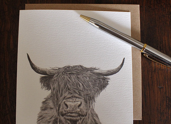 Sophie Botsford Highland Cow Drawing Greetings Card