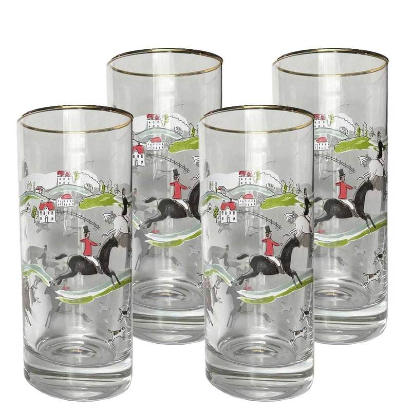 Pomegranate Hunt Scene Long Glass