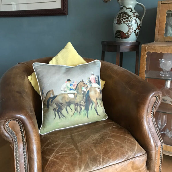 Munnings "Study For The Start" Square Cushion