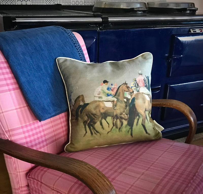 Munnings "Study For The Start" Square Cushion