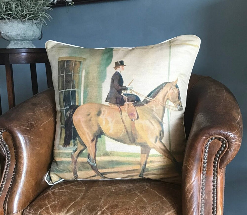 Munnings "My Wife, My Horse" Large Square Cushion