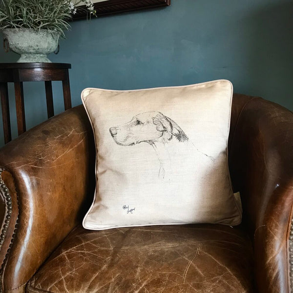 Cecil Aldin Sketch of a Hound Head Square Cushion