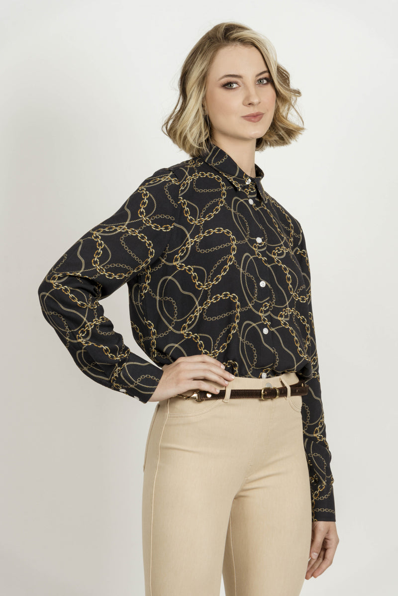 Hartwell Lydia Ladies Gold Chains Navy Shirt