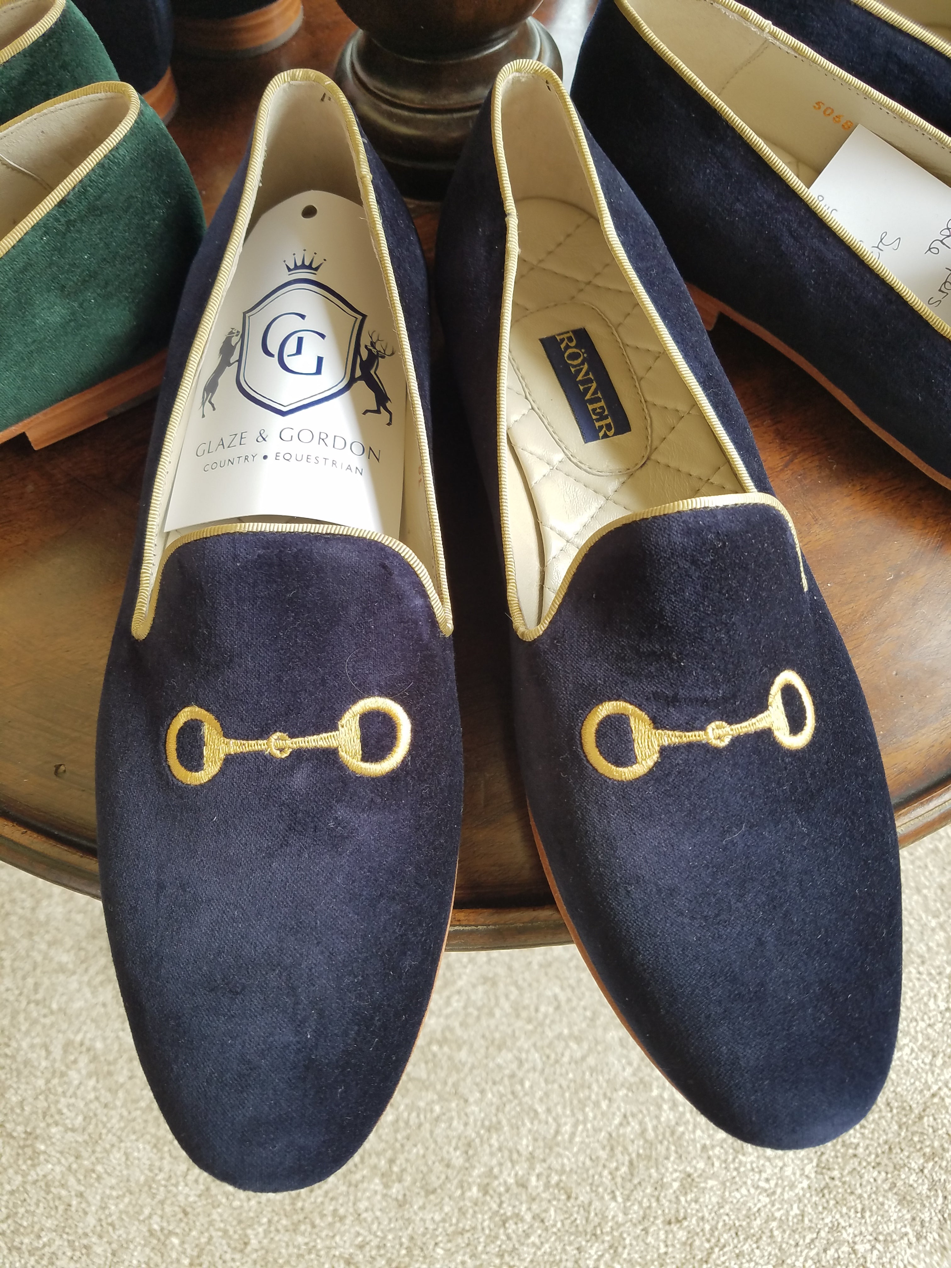Ronner Mimosa Snaffle Navy Gold Velvet Loafer Glaze Gordon