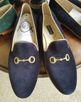 Rönner Mimosa Snaffle Navy & Gold Velvet Loafer