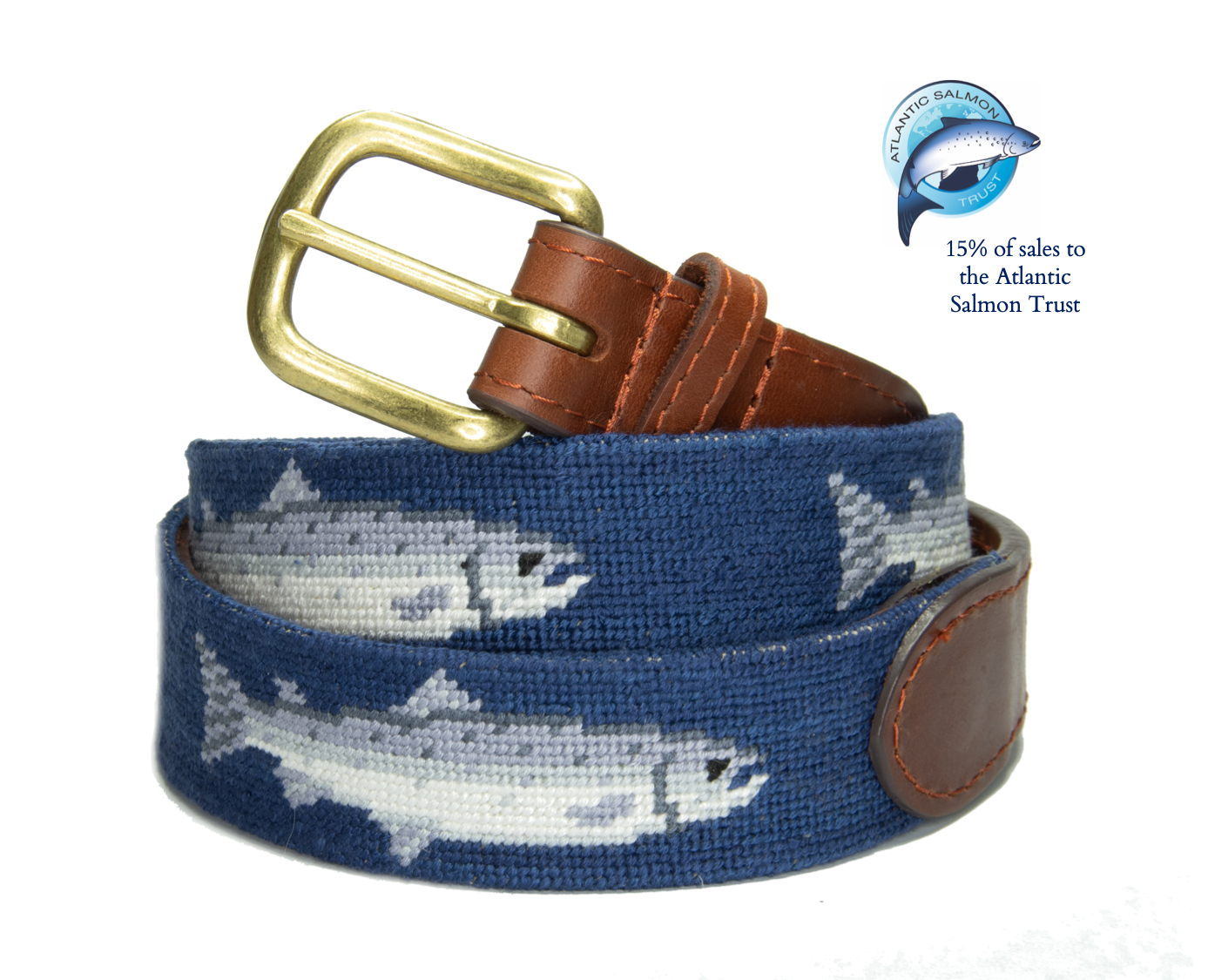 Glaze &amp; Gordon Salmon Needlepoint Key Fob - 15% of sales go to the Atlantic Salmon Trust