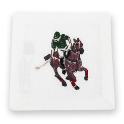 Pomegranate Polo Player Embroidered Cocktail Napkins Set of 6
