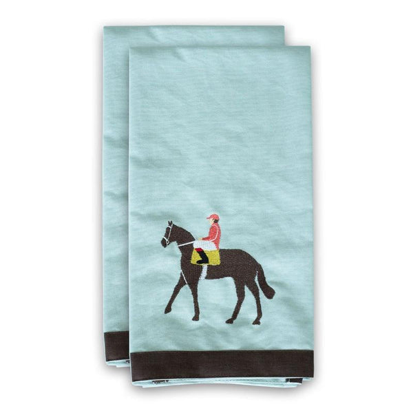 Pomegranate Embroidered Riders Up Tea Towel