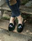 Rönner Mimosa Horse Black & Gold Velvet Loafer