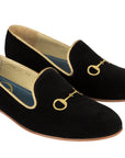 Rönner Mimosa Snaffle Black & Gold Velvet Loafer