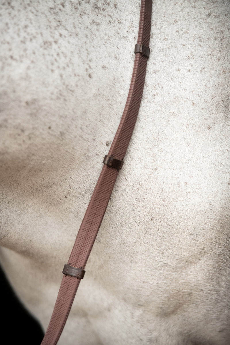Glaze & Gordon Full Rubber Cross Country Reins with Stoppers & Brass Buckle Ends