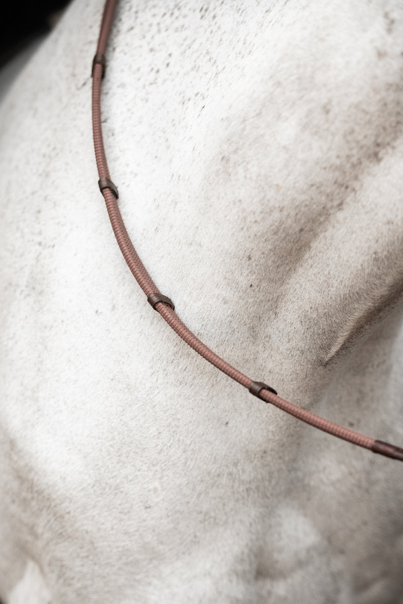 Glaze & Gordon Full Rubber Cross Country Reins with Stoppers & Brass Buckle Ends