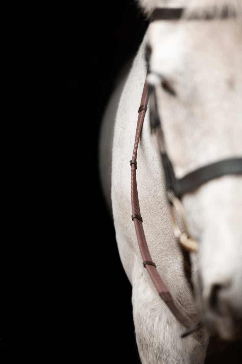 Glaze & Gordon Full Rubber Cross Country Reins with Stoppers & Brass Buckle Ends