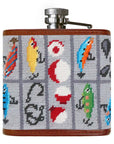 Smathers & Branson Fishing Tackle Box Needlepoint Hip Flask