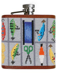 Smathers & Branson Fishing Tackle Box Needlepoint Hip Flask