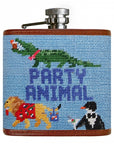 Smathers & Branson Party Animal Needlepoint Hip Flask