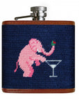 Smathers & Branson Elephant Martini Needlepoint Hip Flask