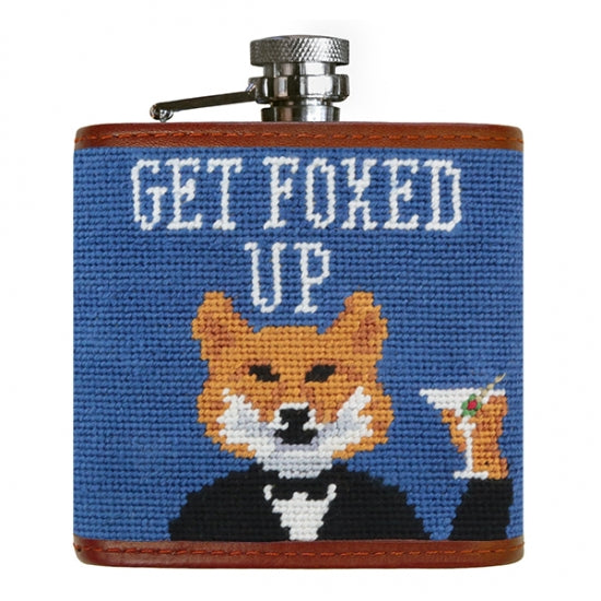 Smathers & Branson Get Foxed Up Needlepoint Hip Flask