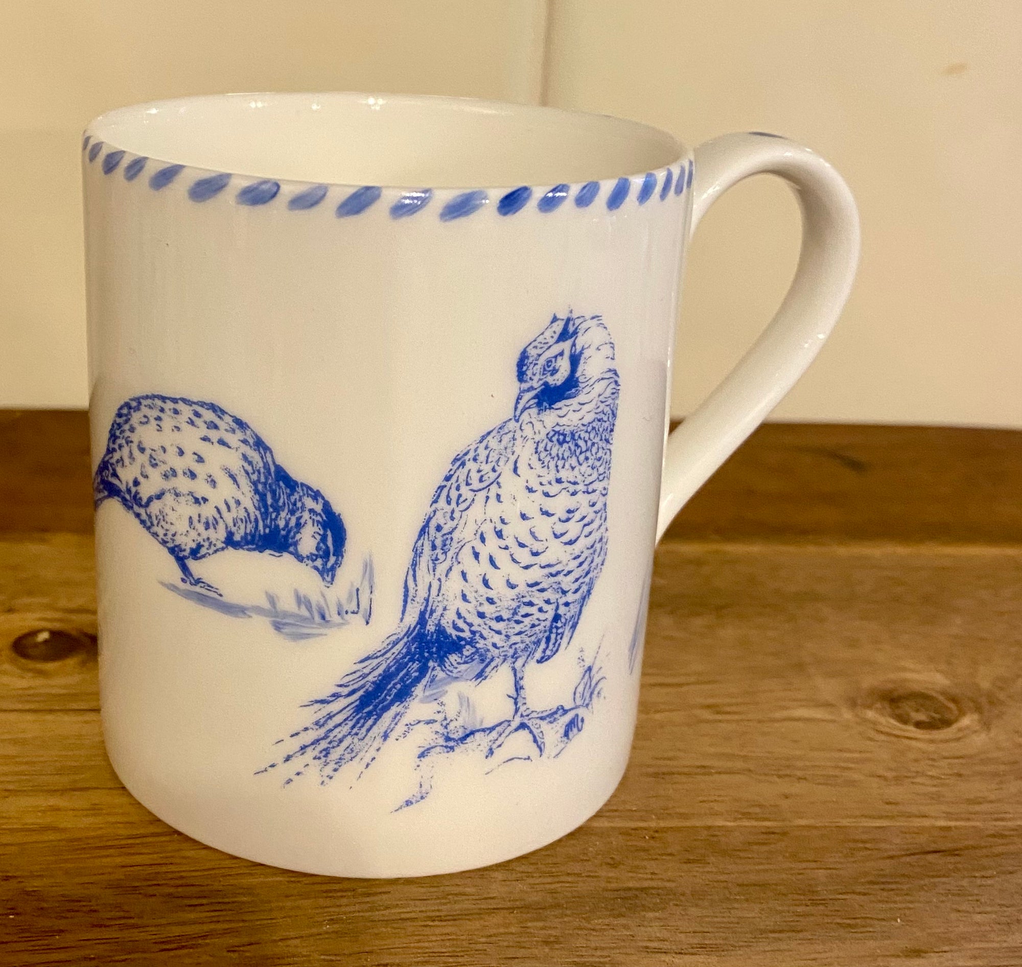 Muffet Monro Blue &amp; White Straight Sided Mug - Various Wildlife Designs