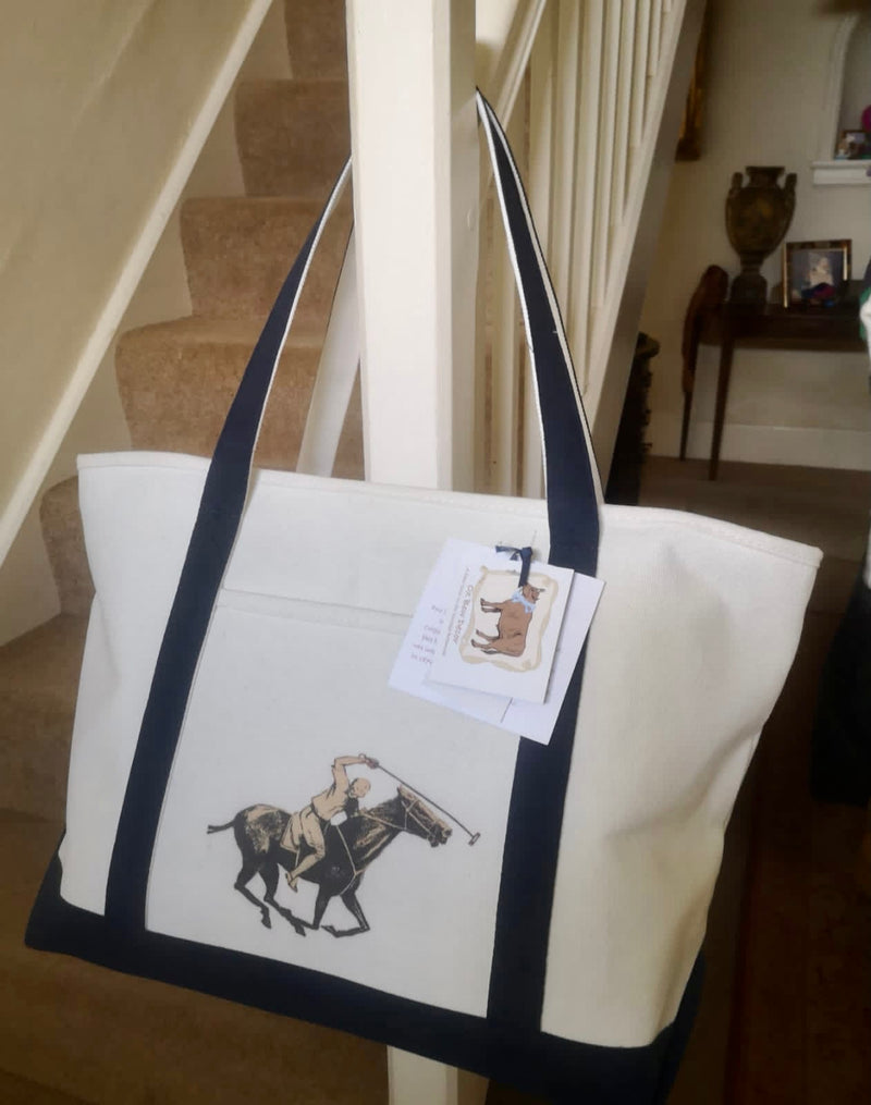 Ox Bow Decor Polo Player Large Tote Bag