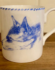 Muffet Monro Blue & White Straight Sided Mug - Various Wildlife Designs