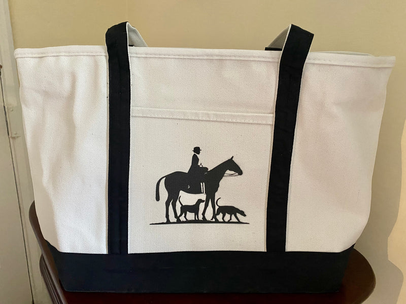Ox Bow Decor Horse & Hounds Silhouette Large Tote Bag
